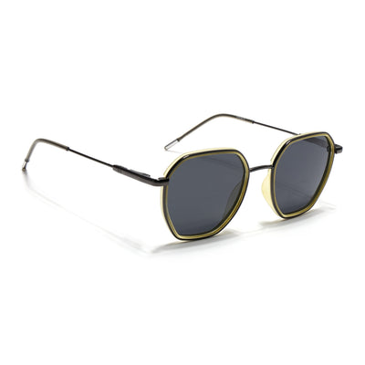 Eyejack Aura Light Green & Grey Hexagonal Polarized Sunglasses for Men & Women (2503PCL1485)