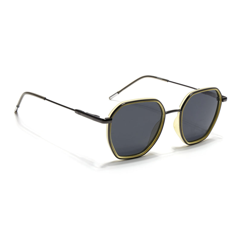 Eyejack Aura Light Green & Grey Hexagonal Polarized Sunglasses for Men & Women (2503PCL1485)