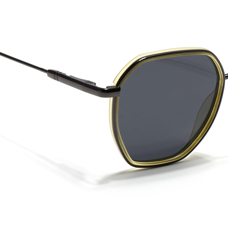 Eyejack Aura Light Green & Grey Hexagonal Polarized Sunglasses for Men & Women (2503PCL1485)