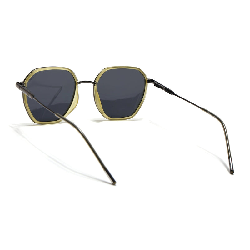 Eyejack Aura Light Green & Grey Hexagonal Polarized Sunglasses for Men & Women (2503PCL1485)
