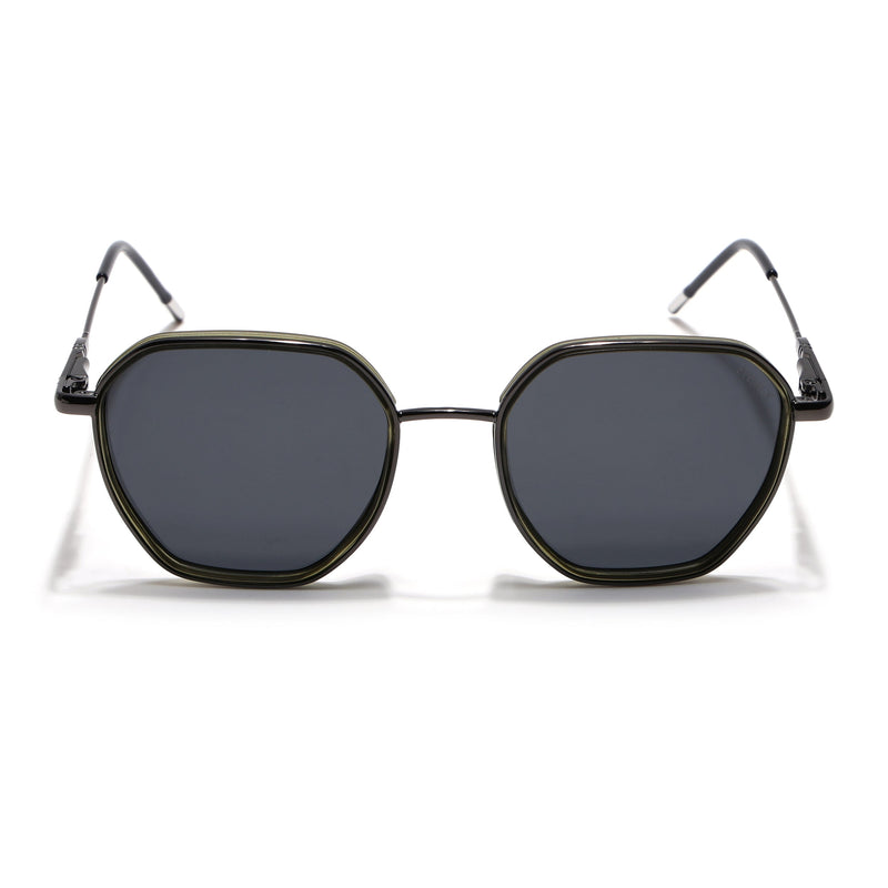 Eyejack Aura Olive & Grey Hexagonal Polarized Sunglasses for Men & Women (2503PCL1486)