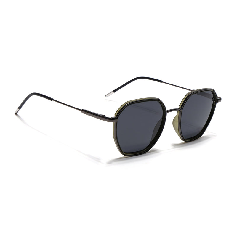 Eyejack Aura Olive & Grey Hexagonal Polarized Sunglasses for Men & Women (2503PCL1486)