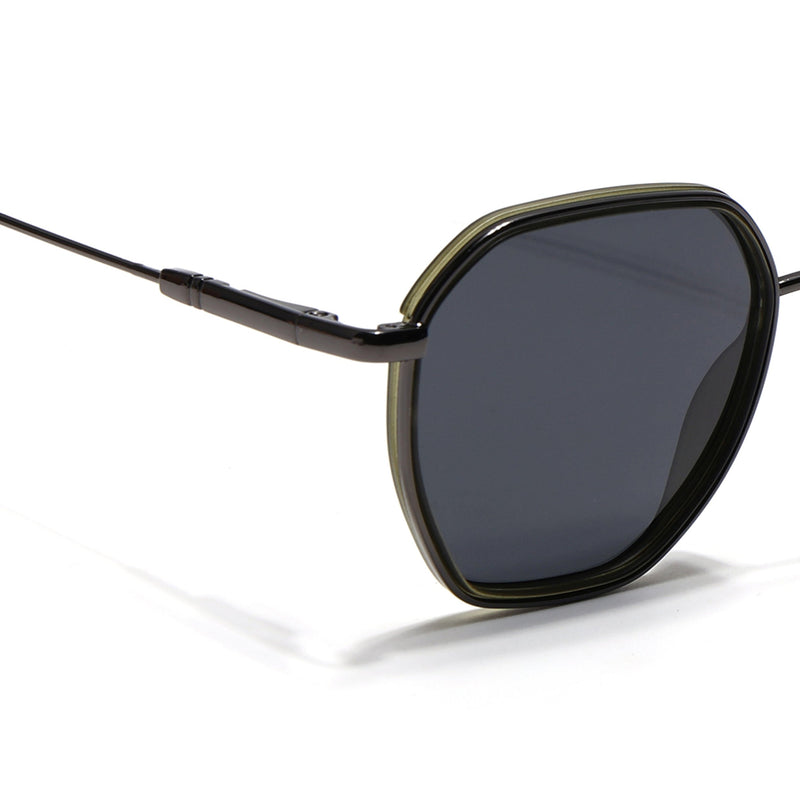 Eyejack Aura Olive & Grey Hexagonal Polarized Sunglasses for Men & Women (2503PCL1486)