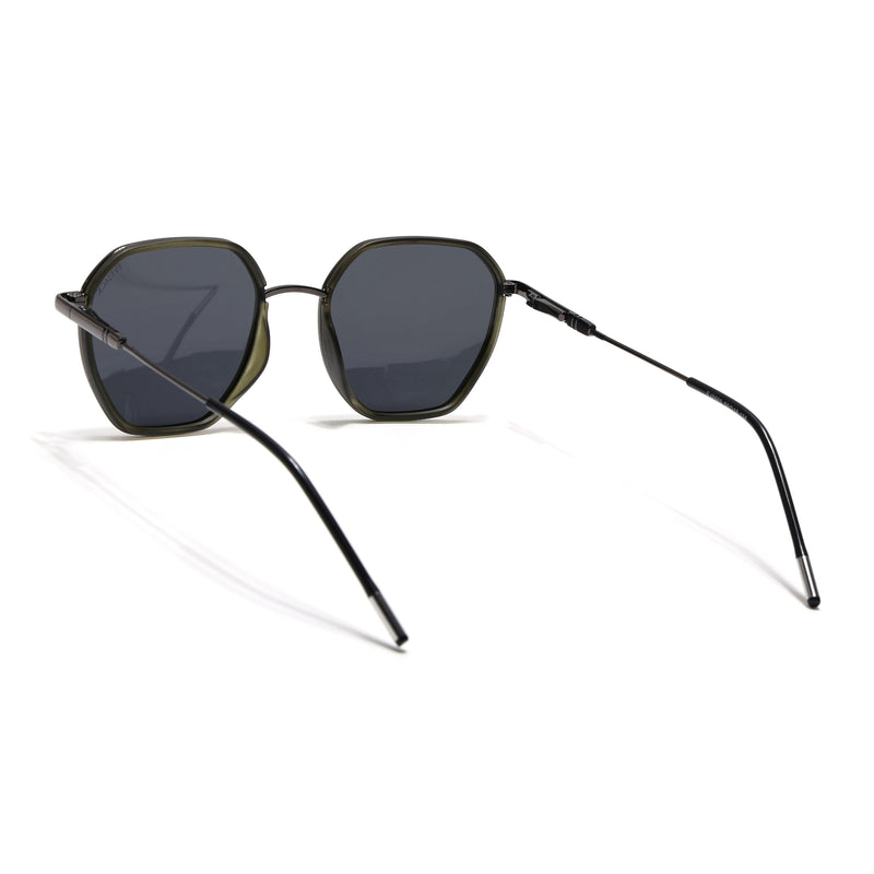 Eyejack Aura Olive & Grey Hexagonal Polarized Sunglasses for Men & Women (2503PCL1486)