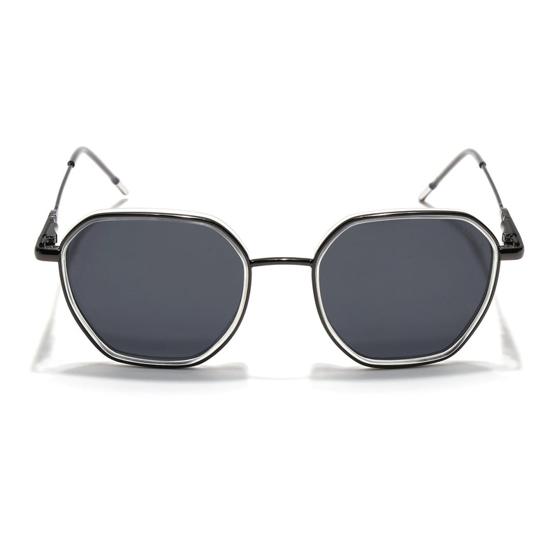 Eyejack Aura Transparent & Grey Hexagonal Polarized Sunglasses for Men & Women (2503PCL1487)