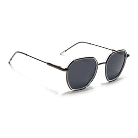Eyejack Aura Transparent & Grey Hexagonal Polarized Sunglasses for Men & Women (2503PCL1487)