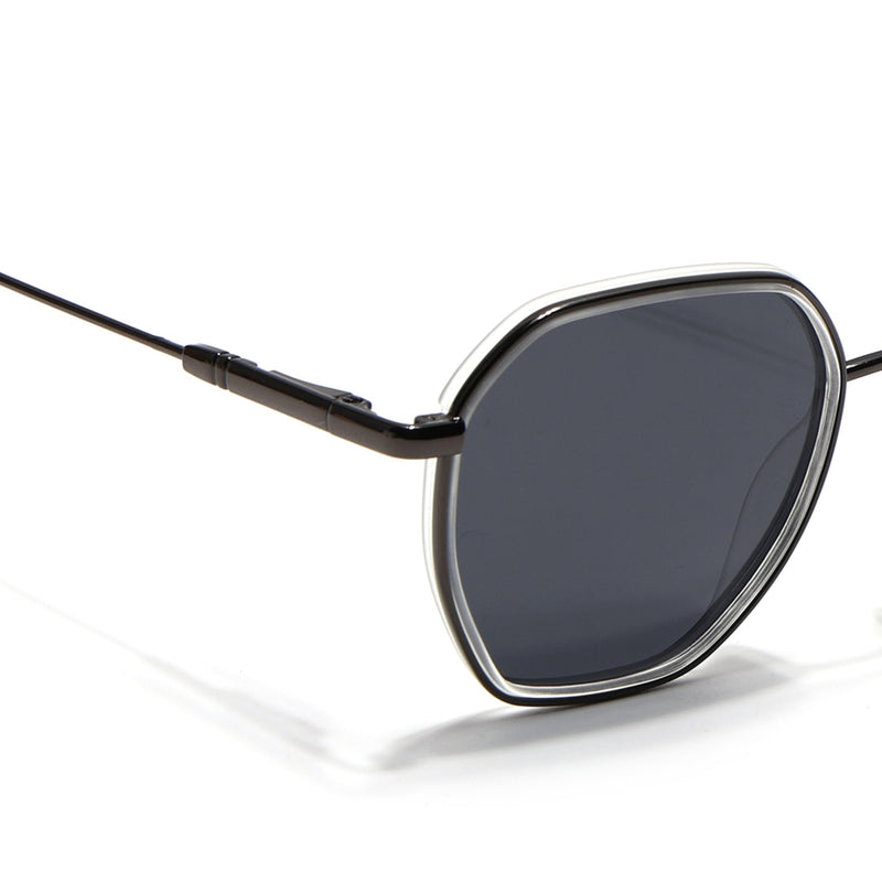 Eyejack Aura Transparent & Grey Hexagonal Polarized Sunglasses for Men & Women (2503PCL1487)