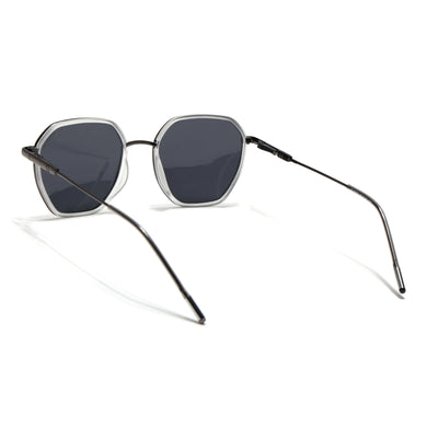 Eyejack Aura Transparent & Grey Hexagonal Polarized Sunglasses for Men & Women (2503PCL1487)