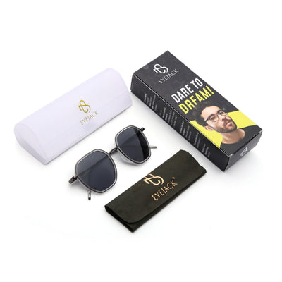 Eyejack Aura Transparent & Grey Hexagonal Polarized Sunglasses for Men & Women (2503PCL1487)