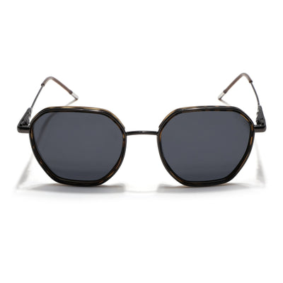 Eyejack Aura Demi Brown & Grey Hexagonal Polarized Sunglasses for Men & Women (2503PCL1488)