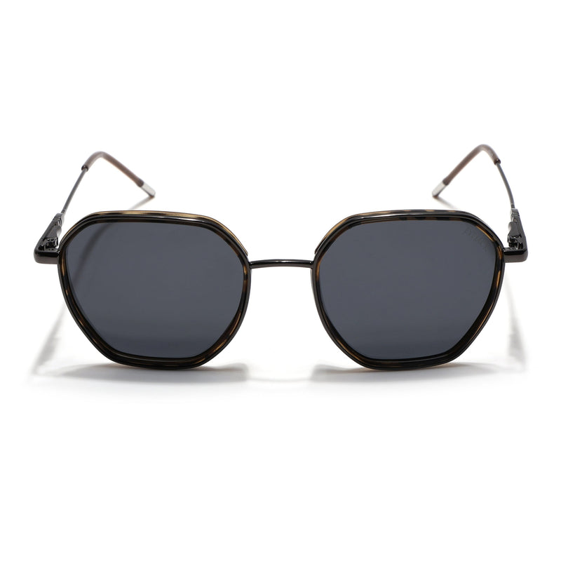 Eyejack Aura Demi Brown & Grey Hexagonal Polarized Sunglasses for Men & Women (2503PCL1488)