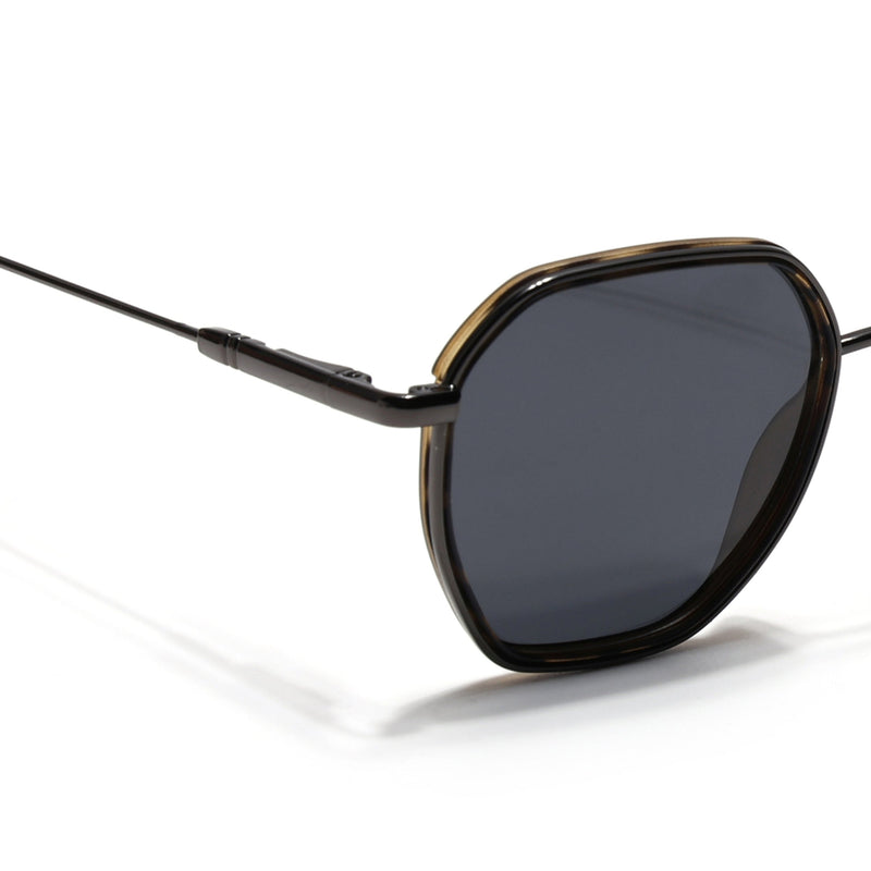Eyejack Aura Demi Brown & Grey Hexagonal Polarized Sunglasses for Men & Women (2503PCL1488)