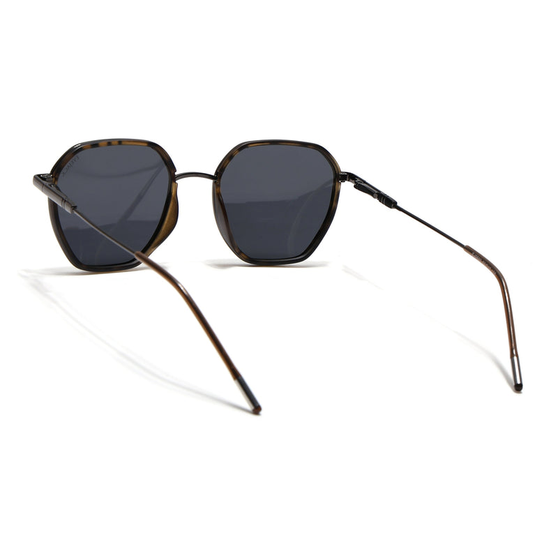 Eyejack Aura Demi Brown & Grey Hexagonal Polarized Sunglasses for Men & Women (2503PCL1488)