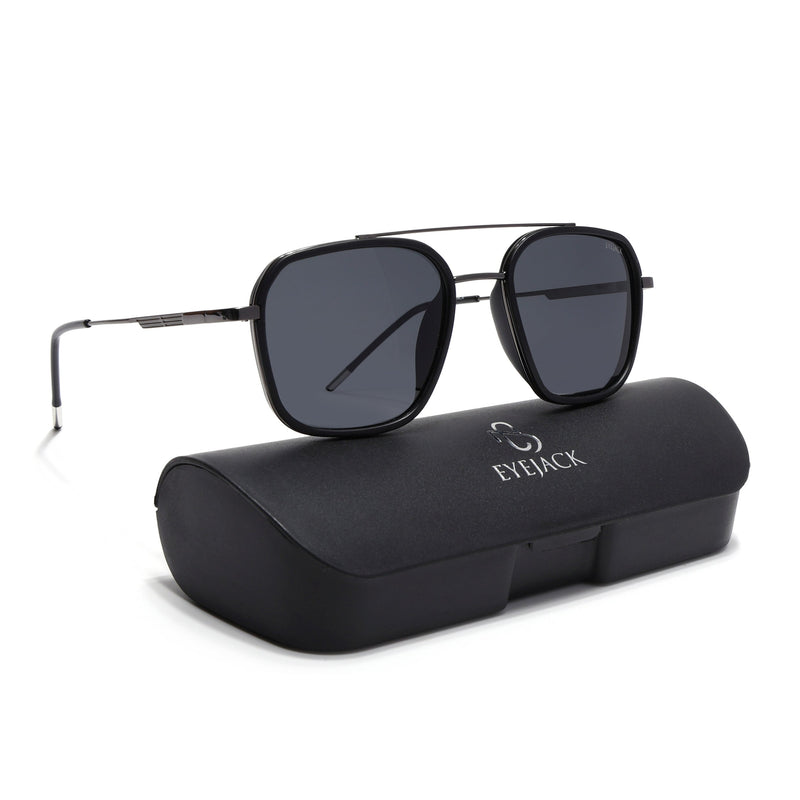 Eyejack Aura Black & Grey Wayfarer Polarized Sunglasses for Men & Women (2504PCL1489)