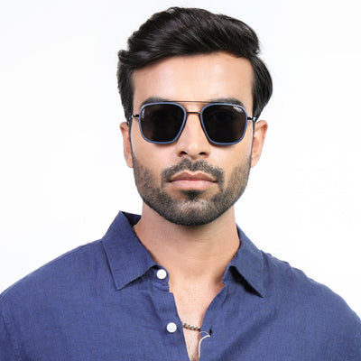 Eyejack Aura Blue & Grey Wayfarer Polarized Sunglasses for Men & Women (2504PCL1490)