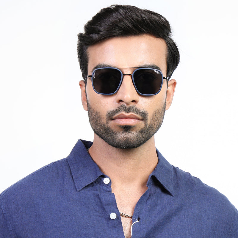 Eyejack Aura Blue & Grey Wayfarer Polarized Sunglasses for Men & Women (2504PCL1490)