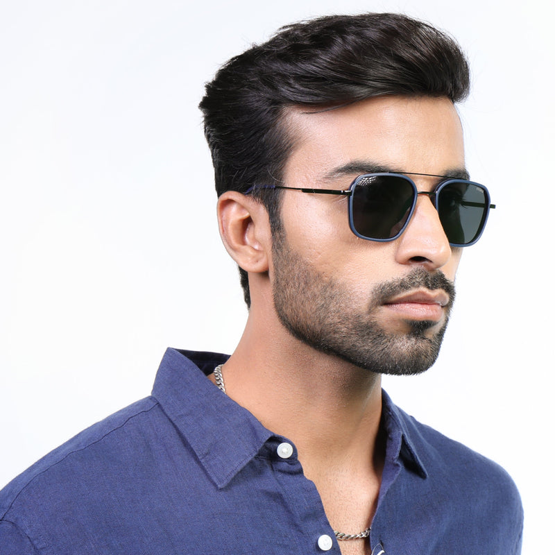 Eyejack Aura Blue & Grey Wayfarer Polarized Sunglasses for Men & Women (2504PCL1490)