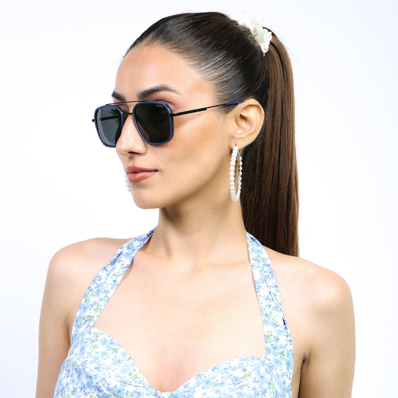 Eyejack Aura Blue & Grey Wayfarer Polarized Sunglasses for Men & Women (2504PCL1490)