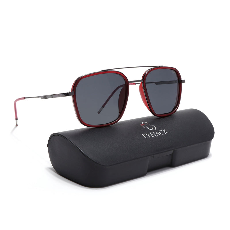 Eyejack Aura Red & Grey Wayfarer Polarized Sunglasses for Men & Women (2504PCL1491)