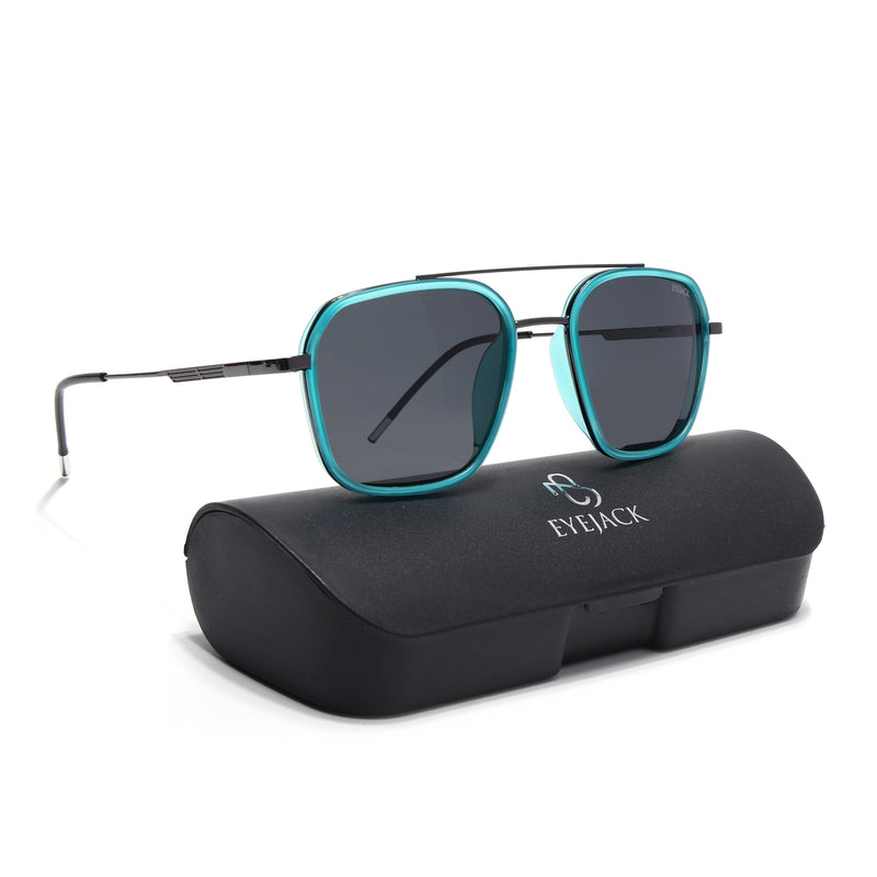Eyejack Aura Sea Green & Grey Wayfarer Polarized Sunglasses for Men & Women (2504PCL1493)