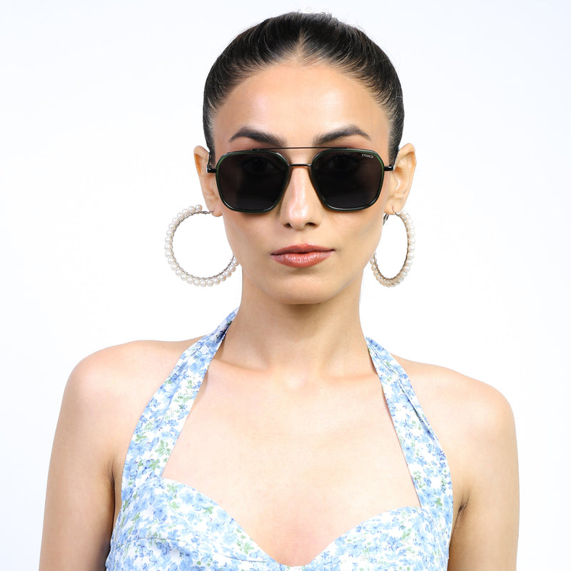 Eyejack Aura Green & Grey Wayfarer Polarized Sunglasses for Men & Women (2504PCL1494)