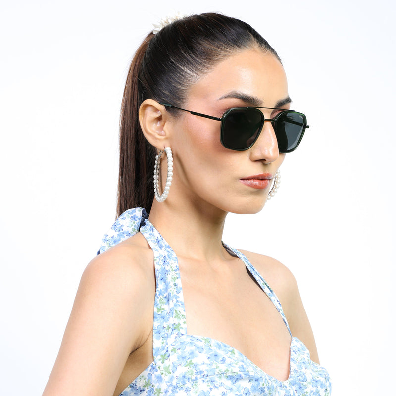 Eyejack Aura Green & Grey Wayfarer Polarized Sunglasses for Men & Women (2504PCL1494)