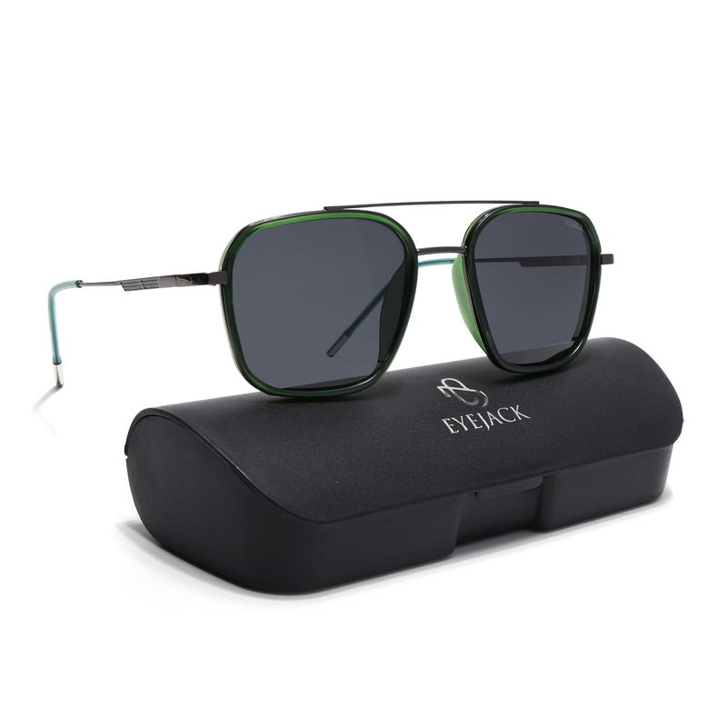Eyejack Aura Green & Grey Wayfarer Polarized Sunglasses for Men & Women (2504PCL1494)