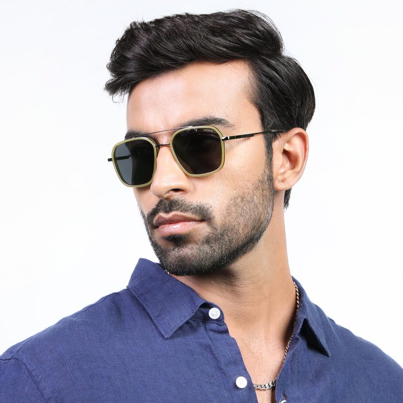 Eyejack Aura Light Green & Grey Wayfarer Polarized Sunglasses for Men & Women (2504PCL1495)