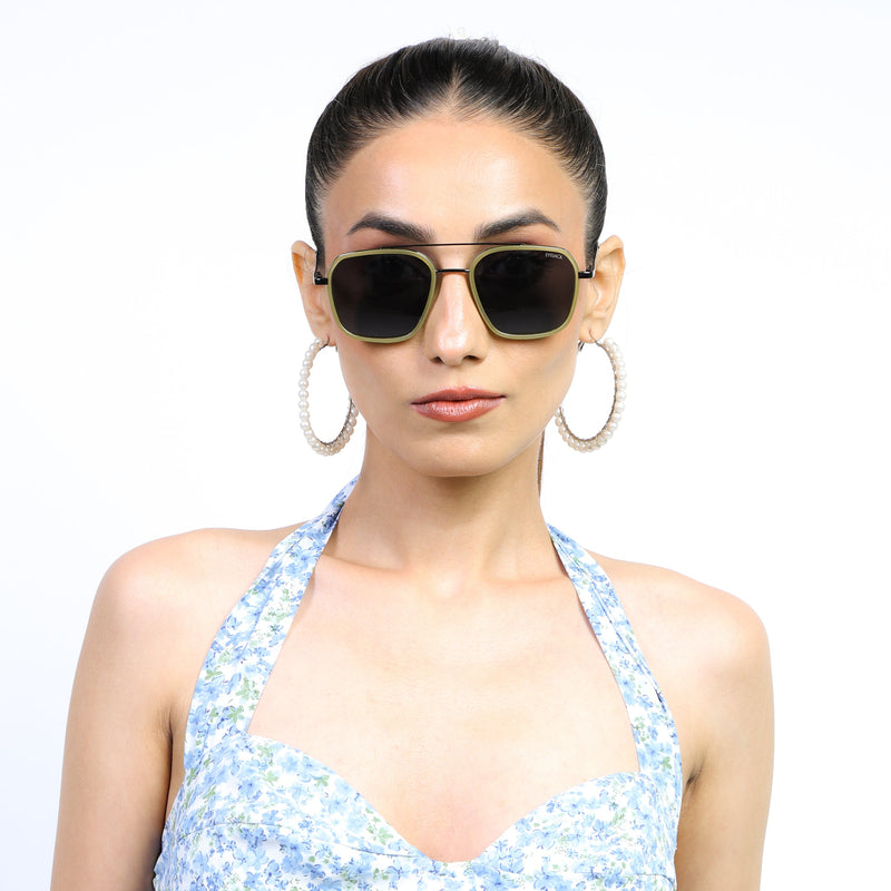 Eyejack Aura Light Green & Grey Wayfarer Polarized Sunglasses for Men & Women (2504PCL1495)