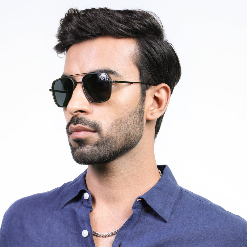 Eyejack Aura Olive & Grey Wayfarer Polarized Sunglasses for Men & Women (2504PCL1496)