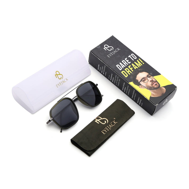 Eyejack Aura Olive & Grey Wayfarer Polarized Sunglasses for Men & Women (2504PCL1496)