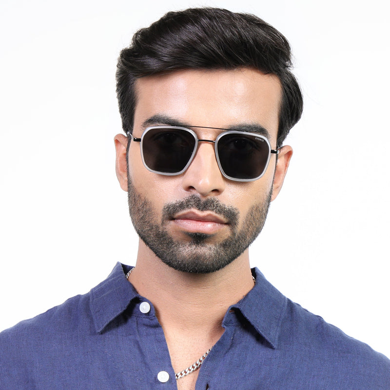 Eyejack Aura Transparent & Grey Wayfarer Polarized Sunglasses for Men & Women (2504PCL1497)