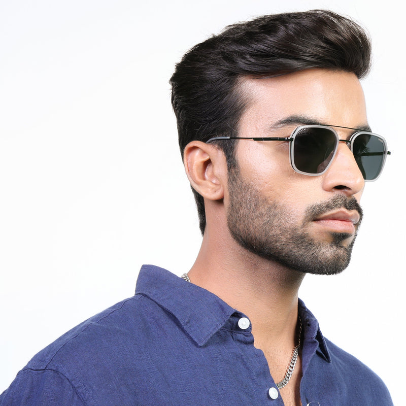 Eyejack Aura Transparent & Grey Wayfarer Polarized Sunglasses for Men & Women (2504PCL1497)
