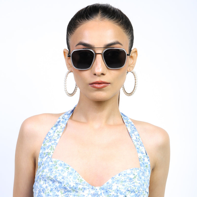 Eyejack Aura Transparent & Grey Wayfarer Polarized Sunglasses for Men & Women (2504PCL1497)