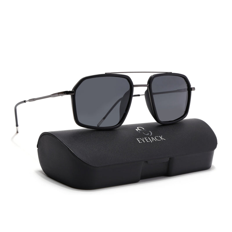 Eyejack Aura Black & Grey Wayfarer Polarized Sunglasses for Men & Women (2505PCL1499)