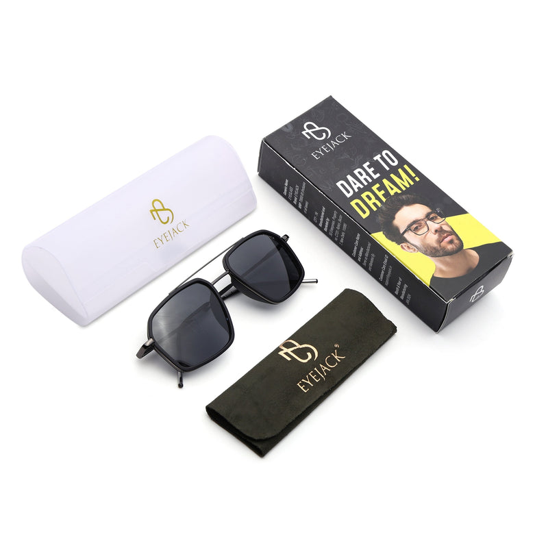 Eyejack Aura Black & Grey Wayfarer Polarized Sunglasses for Men & Women (2505PCL1499)