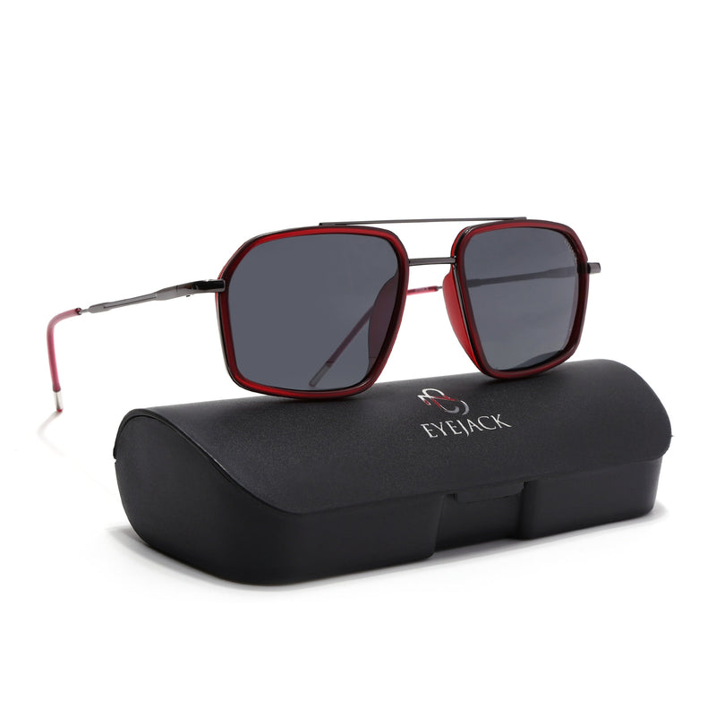 Eyejack Aura Red & Grey Wayfarer Polarized Sunglasses for Men & Women (2505PCL1501)