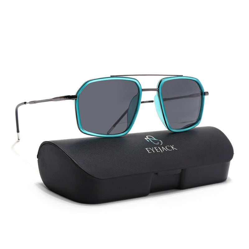 Eyejack Aura Sea Green & Grey Wayfarer Polarized Sunglasses for Men & Women (2505PCL1503)