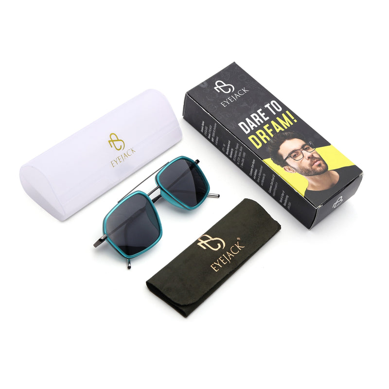 Eyejack Aura Sea Green & Grey Wayfarer Polarized Sunglasses for Men & Women (2505PCL1503)