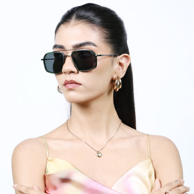 Eyejack Aura Green & Grey Wayfarer Polarized Sunglasses for Men & Women (2505PCL1504)