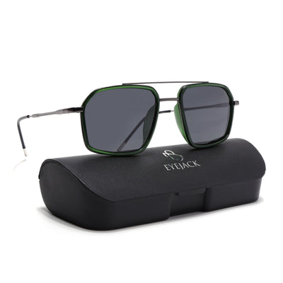 Eyejack Aura Green & Grey Wayfarer Polarized Sunglasses for Men & Women (2505PCL1504)
