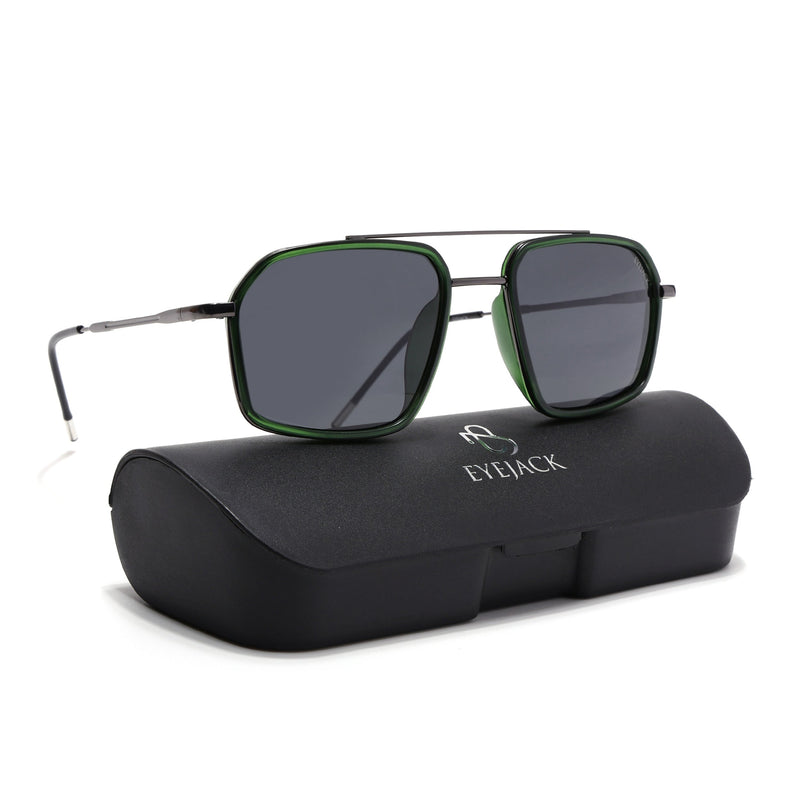 Eyejack Aura Green & Grey Wayfarer Polarized Sunglasses for Men & Women (2505PCL1504)