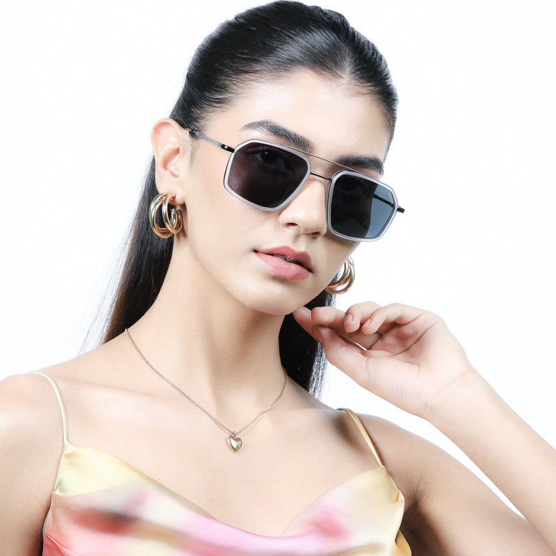 Eyejack Aura Transparent & Grey Wayfarer Polarized Sunglasses for Men & Women (2505PCL1507)