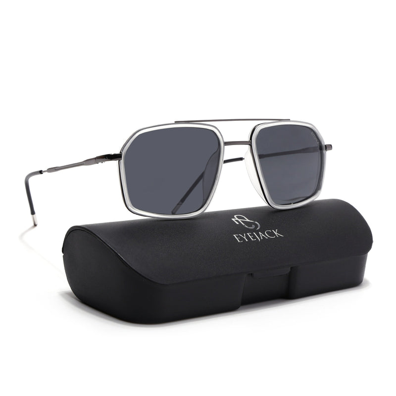 Eyejack Aura Transparent & Grey Wayfarer Polarized Sunglasses for Men & Women (2505PCL1507)