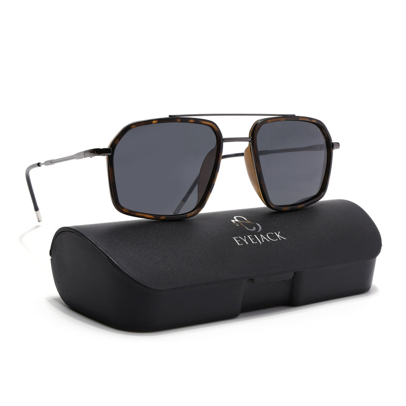 Eyejack Aura Demi Brown & Grey Wayfarer Polarized Sunglasses for Men & Women (2505PCL1508)