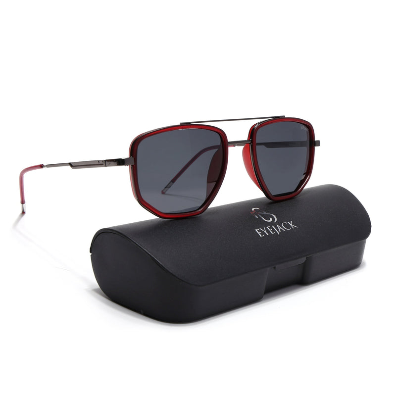 Eyejack Aura Red & Grey Wayfarer Polarized Sunglasses for Men & Women (2506PCL1511)