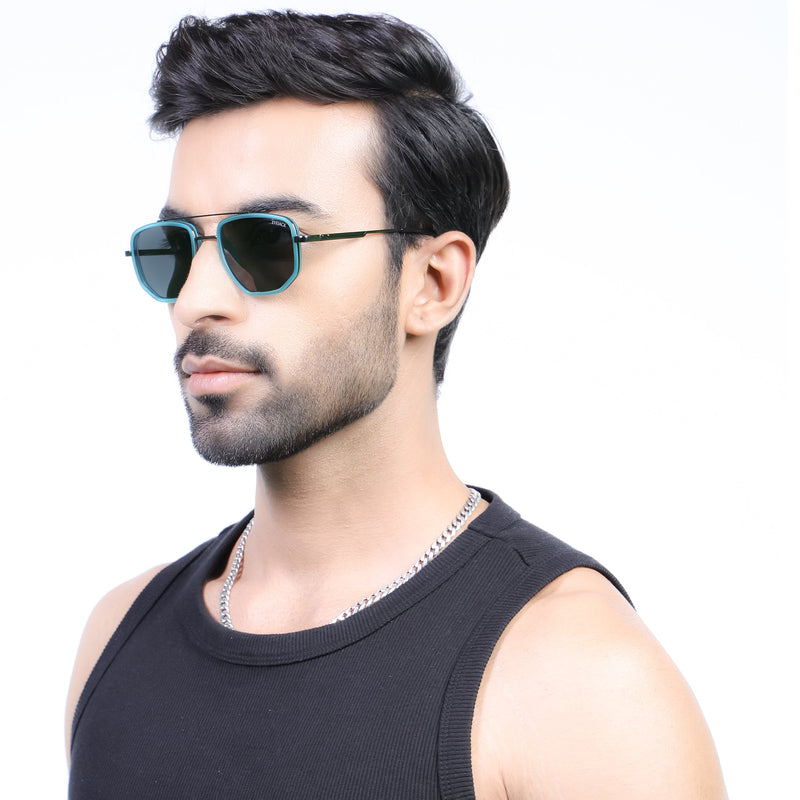 Eyejack Aura Sea Green & Grey Wayfarer Polarized Sunglasses for Men & Women (2506PCL1513)