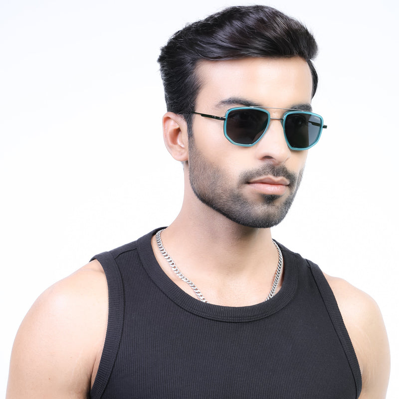 Eyejack Aura Sea Green & Grey Wayfarer Polarized Sunglasses for Men & Women (2506PCL1513)