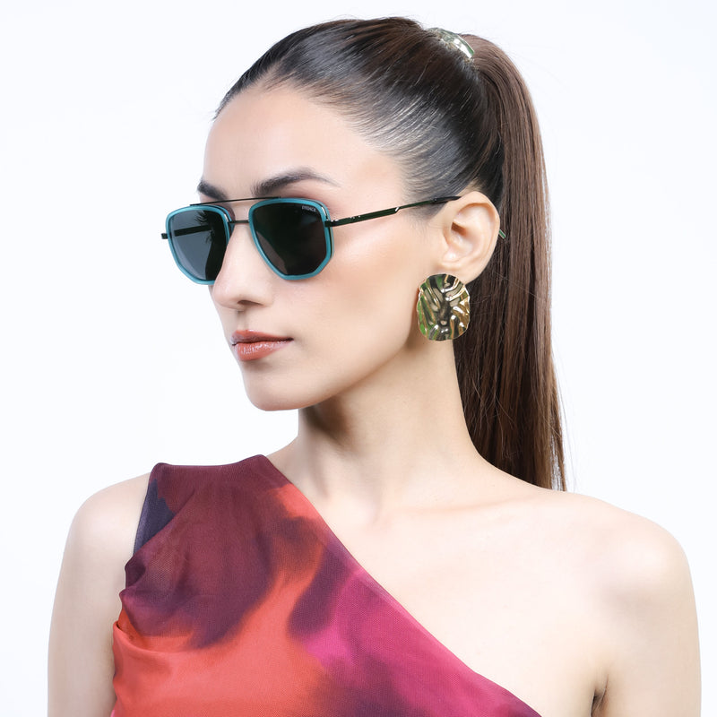Eyejack Aura Sea Green & Grey Wayfarer Polarized Sunglasses for Men & Women (2506PCL1513)