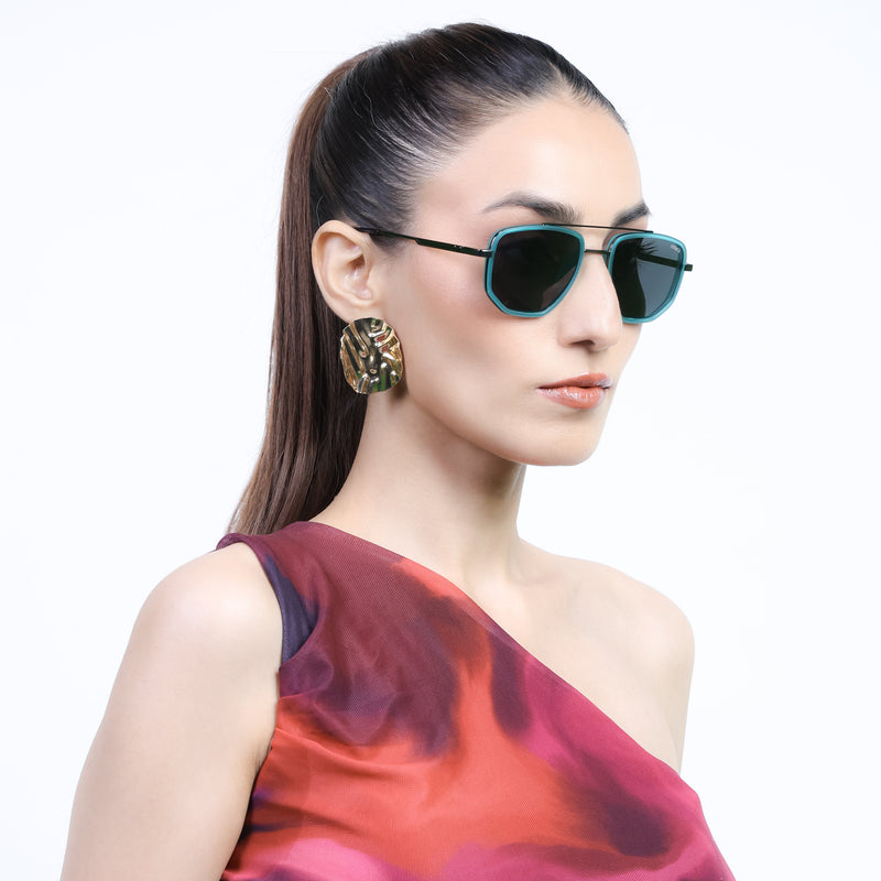 Eyejack Aura Sea Green & Grey Wayfarer Polarized Sunglasses for Men & Women (2506PCL1513)